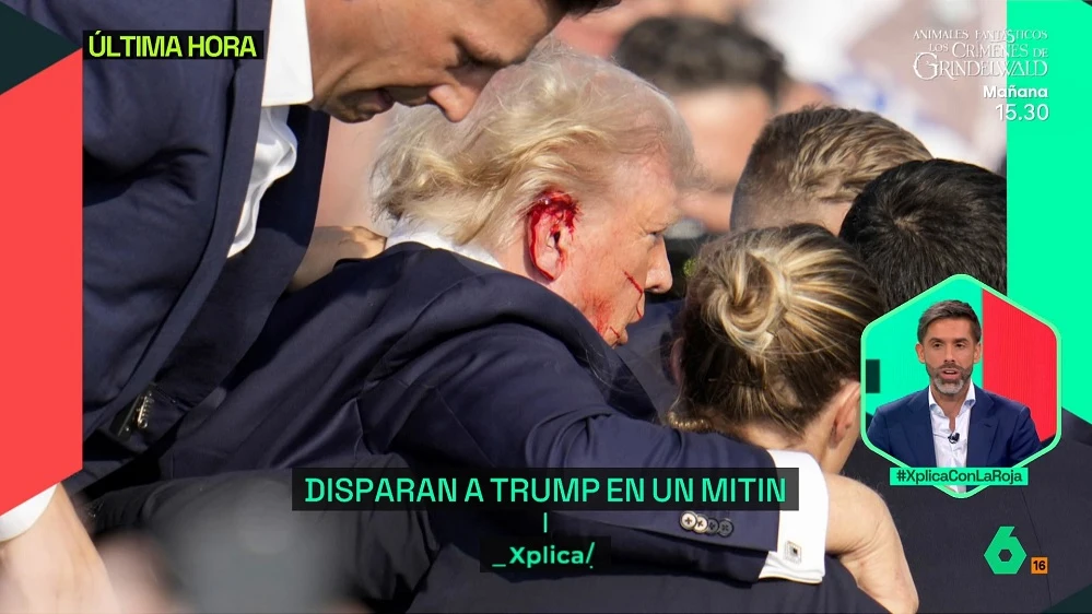 El momento del posible atentado a Trump