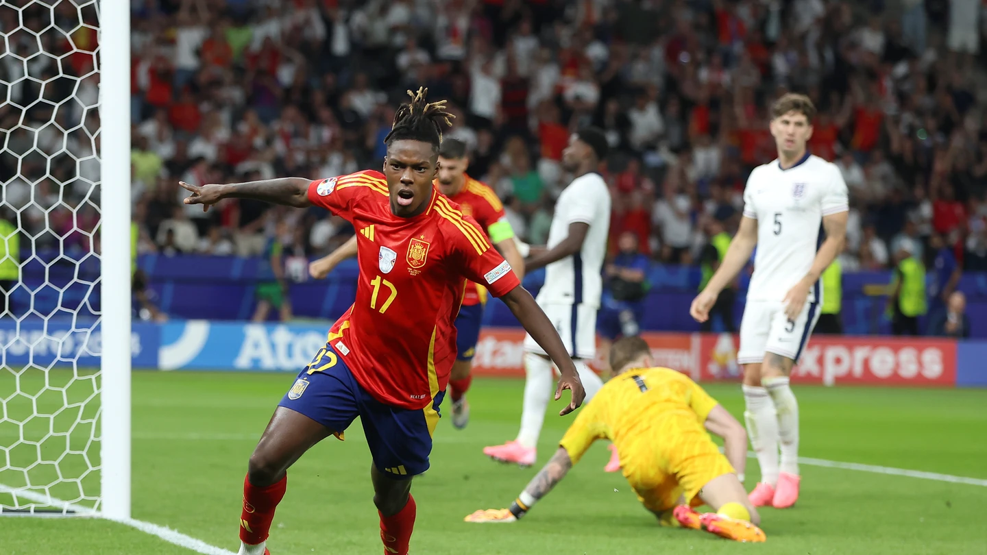 Nico Williams celebra el gol ante Inglaterra en la final de la Eurocopa Nico Williams celebra el gol ante Inglaterra en la final de la Eurocopa