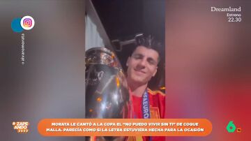 Las celebraciones de la Eurocopa: Morata le cantó "No puedo vivir sin ti" a la copa y Cucurella se hizo viral con su canción
