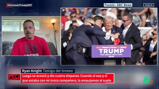 ARV- Habla un testigo que vio cómo disparaba el atacante de Trump: "Vi que la cabeza del tipo retrocedía y se abría" ARV- Habla un testigo que vio cómo disparaba el atacante de Trump: "Vi que la cabeza del tipo retrocedía y se abría"