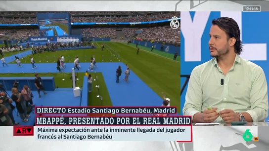 ARV- Juanfe Sanz reacciona a la presentación de Mbappé en el Santiago Bernabéu: "Hoy cumple su sueño" ARV- Juanfe Sanz reacciona a la presentación de Mbappé en el Santiago Bernabéu: "Hoy cumple su sueño"