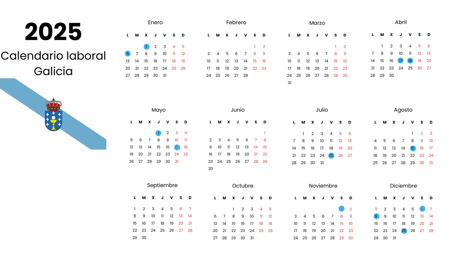 Calendario laboral Galicia 2025 Calendario laboral Galicia 2025