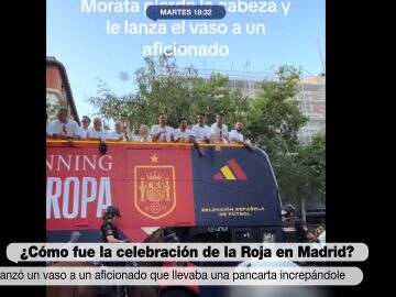 Iñaki López ironiza al ver a Morata lanzar un vaso a un aficionado con una pancarta