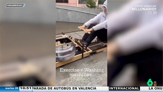 Un hombre crea la máquina de remo con lavadora incorporada: "Te pones cachas y ahorras energía en tu casa" Un hombre crea la máquina de remo con lavadora incorporada: "Te pones cachas y ahorras energía en tu casa"