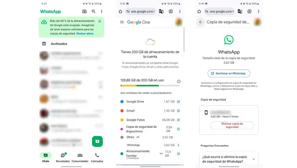 Almacenamiento lleno en WhatsApp Almacenamiento lleno en WhatsApp