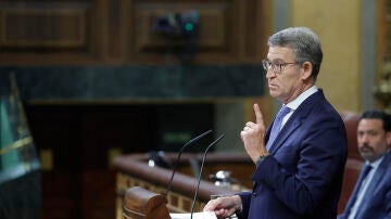 El líder del PP, Alberto Núñez Feijóo, este miércoles en el Congreso de los Diputados