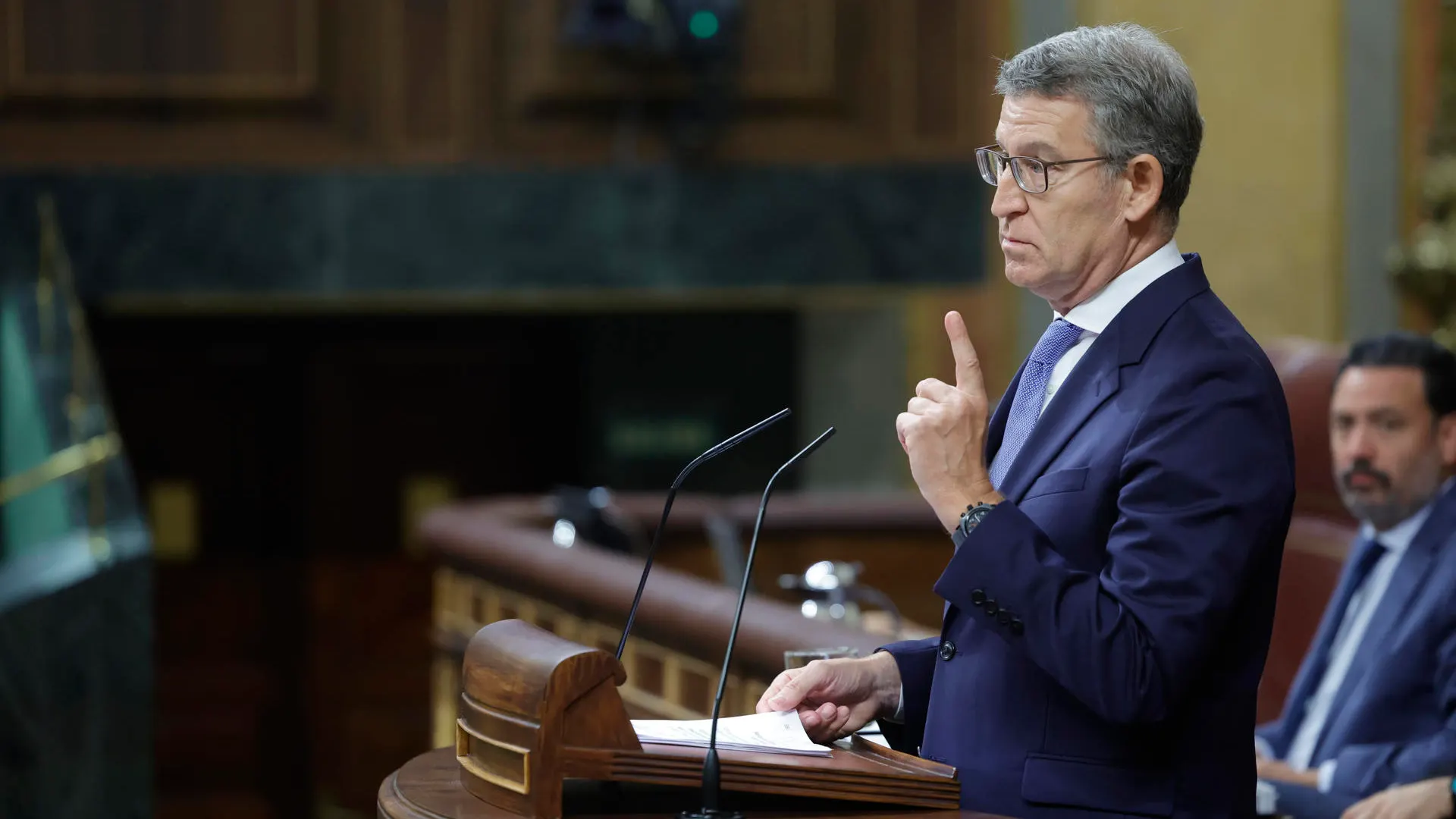 El líder del PP, Alberto Núñez Feijóo, este miércoles en el Congreso de los Diputados