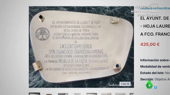 Descubrimos el lote que Jaime Martínez-Bordiú vende de Franco compuesto de placas, trofeos y copas en páginas de segunda mano Descubrimos el lote que Jaime Martínez-Bordiú vende de Franco compuesto de placas, trofeos y copas en páginas de segunda mano