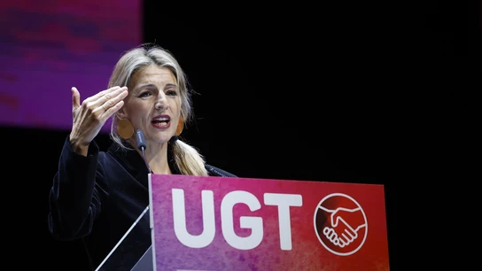 La vicepresidenta segunda y ministra de Trabajo y Economía Social, Yolanda Díaz, interviene durante el 44 Congreso Confederal de UGT La vicepresidenta segunda y ministra de Trabajo y Economía Social, Yolanda Díaz, interviene durante el 44 Congreso Confederal de UGT