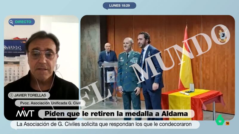 El portavoz de la AUGC, sobre la medalla a Aldama: "No hay recompensa económica que nosotros sepamos, pero hoy en día los sobres vuelan"