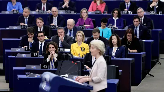 Imagen de este miércoles de la presidenta de la Comisión Europea, Ursula von der Leyen, en Estrasburgo.  Imagen de este miércoles de la presidenta de la Comisión Europea, Ursula von der Leyen, en Estrasburgo.