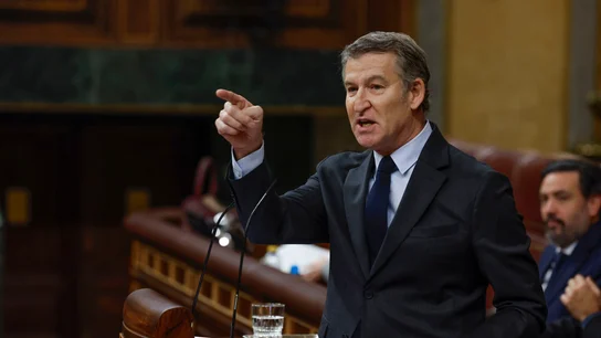 Alberto Núñez Feijóo, durante su respuesta a Pedro Sánchez en el Congreso Alberto Núñez Feijóo, durante su respuesta a Pedro Sánchez en el Congreso/ EFE/ JJ Guillén