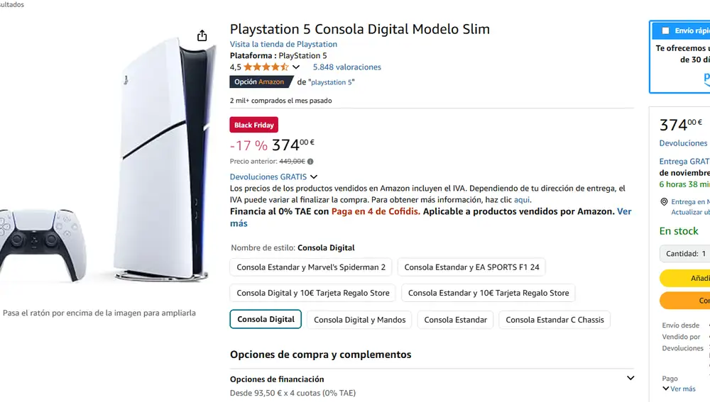 Descuento de la Playstation 5 en Amazon Descuento de la Playstation 5 en Amazon