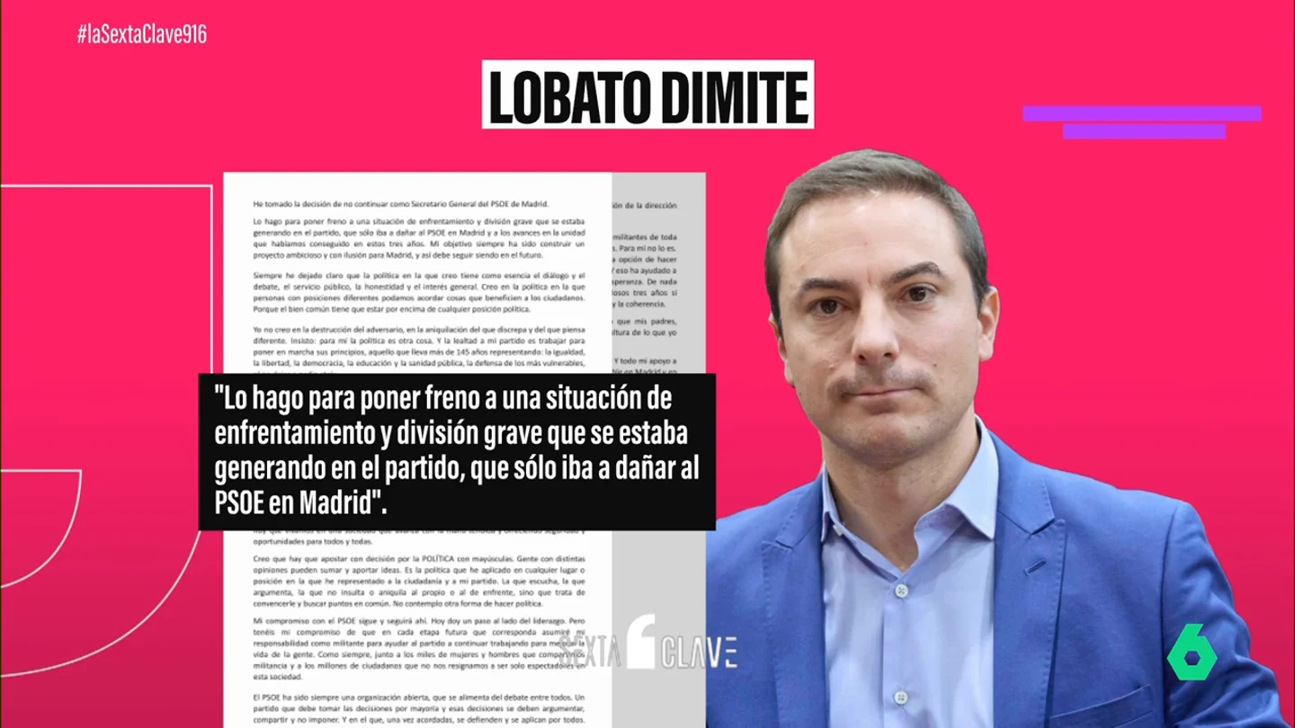 Fragmento de la carta de dimisión de Juan Lobato Fragmento de la carta de dimisión de Juan Lobato