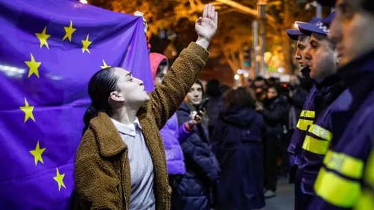 Detienen a 43 personas en Georgia en las protestas contra la suspensión de las negociaciones para la adhesión a la UE Detienen a 43 personas en Georgia en las protestas contra la suspensión de las negociaciones para la adhesión a la UE
