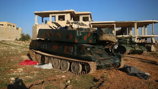 Imagen de un tanque en la guerra en Siria Imagen de un tanque en la guerra en Siria