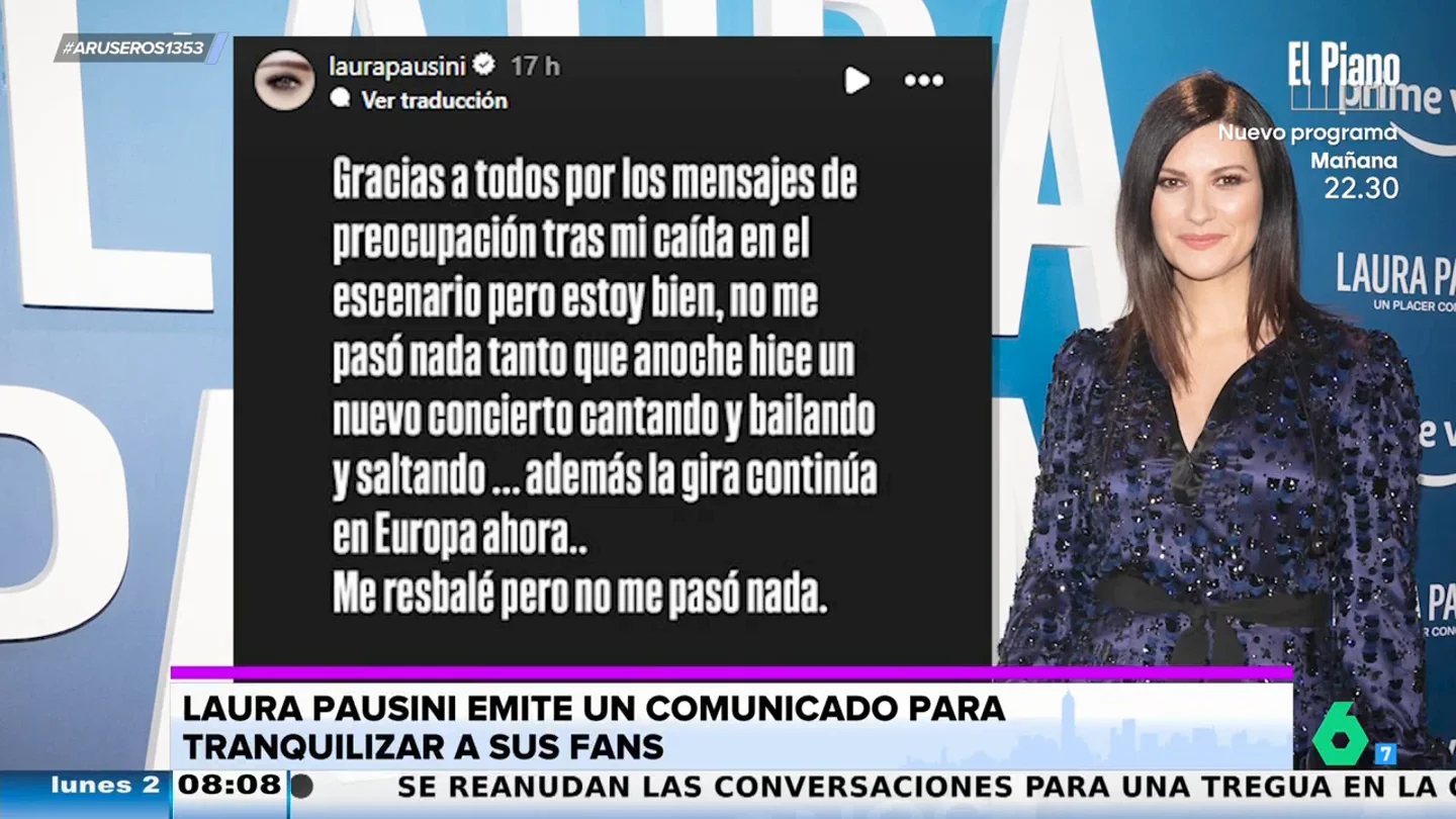 El mensaje de Laura Pausini tras su aparatosa caída en pleno concierto: "Me resbalé pero no pasó nada" El mensaje de Laura Pausini tras su aparatosa caída en pleno concierto: "Me resbalé pero no pasó nada"