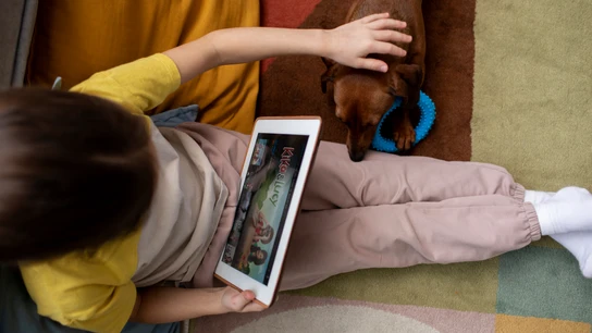 Menor de edad utilizando una tablet. Menor de edad utilizando una tablet.