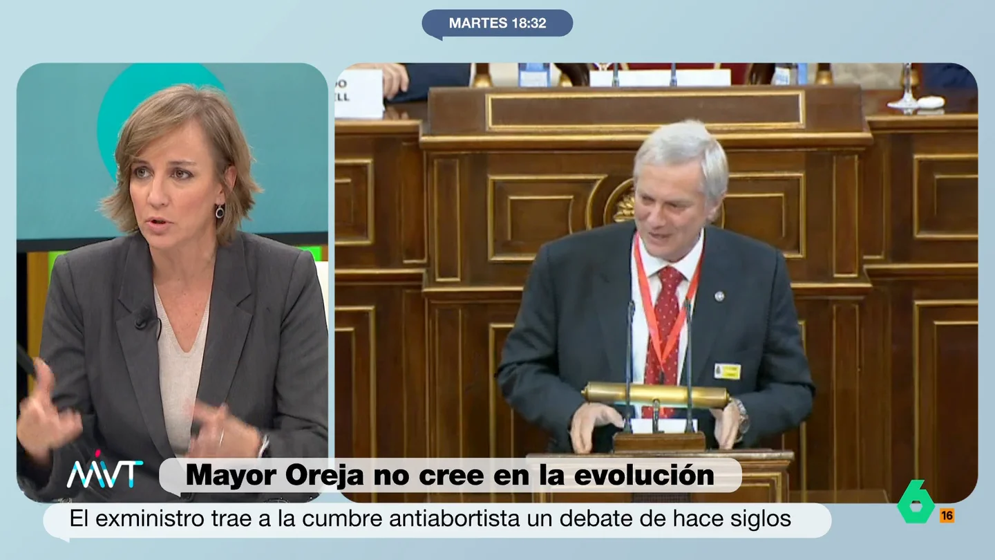 Tania Sánchez, tras las palabras de Mayor Oreja: "El cuerpo de las mujeres es de las mujeres, no de la religión o los poderosos" La colaboradora también se muestra muy crítica con las afirmaciones del político sobre el creacionismo. "No hay que hablar de la creencia en la teoría de la evolución y la creencia en el creacionismo, no están al mismo nivel", argumenta.