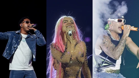 Spotify Wrapped 2024 muestra el top 10 de artistas más escuchados en España Artistas más escuchados en España: (I) Mike Towers, Karol G y Feid (D)