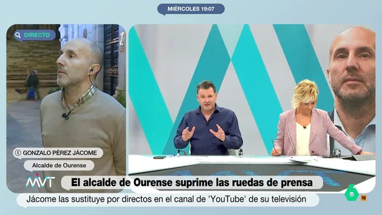 Iñaki López, a Jácome sobre su WhatsApp para las consultas de los ourensanos Más Vale Tarde entrevista al polémico alcalde de Ourense, Gonzalo Pérez Jácome, sobre su decisión de suprimir las ruedas de prensa y, en este vídeo, Iñaki López le pregunta por su peculiar forma de recibir las consultas de los ciudadanos.
