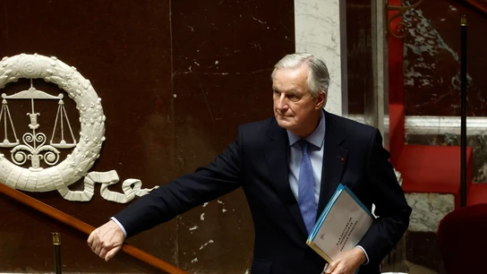 El primer ministro francés, Michel Barnier, en su moción de censura El primer ministro francés, Michel Barnier, en su moción de censura
