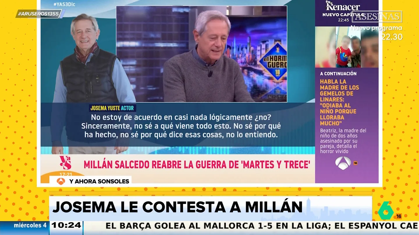 El 'dardo' de Josema Yuste tras el ataque de Millán Salcedo: "Ahí está mi carrera y ahí está la suya" El 'dardo' de Josema Yuste tras el ataque de Millán Salcedo: "Ahí está mi carrera y ahí está la suya"