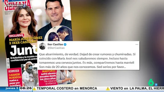 Iker Casillas estalla tras sus fotos con María José Suárez: "on más de 20 años que nos conocemos" Iker Casillas estalla tras sus fotos con María José Suárez: "on más de 20 años que nos conocemos"