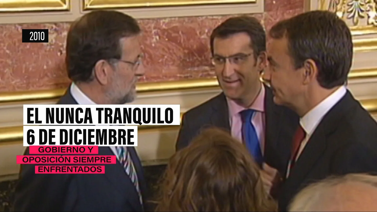 Mariano Rajoy y José Luis Rodríguez Zapatero durante el acto del Día de la Constitución de 2010 Mariano Rajoy y José Luis Rodríguez Zapatero durante el acto del Día de la Constitución de 2010