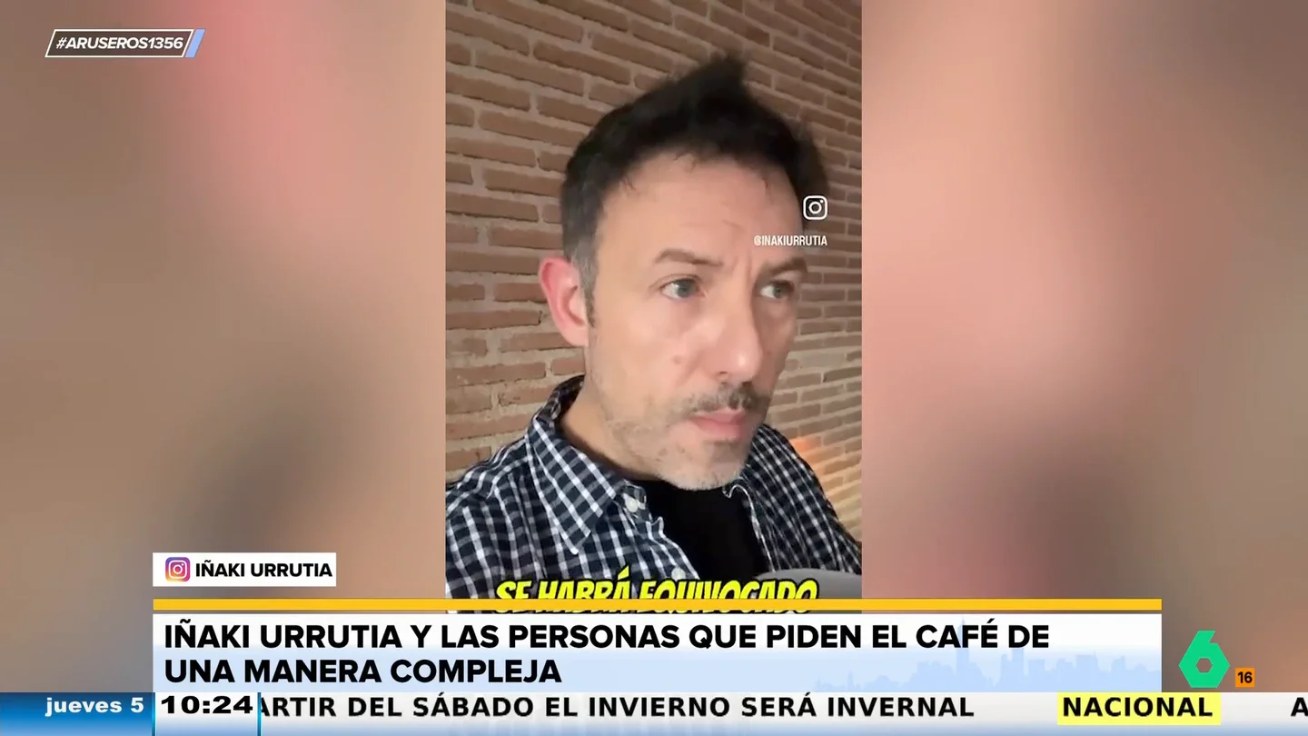 Iñaki Urrutia carga contra los 'tiquismiquis' del café cuando el bar está lleno: "Tenéis una hostia..." Iñaki Urrutia carga contra los 'tiquismiquis' del café cuando el bar está lleno: "Tenéis una hostia..."