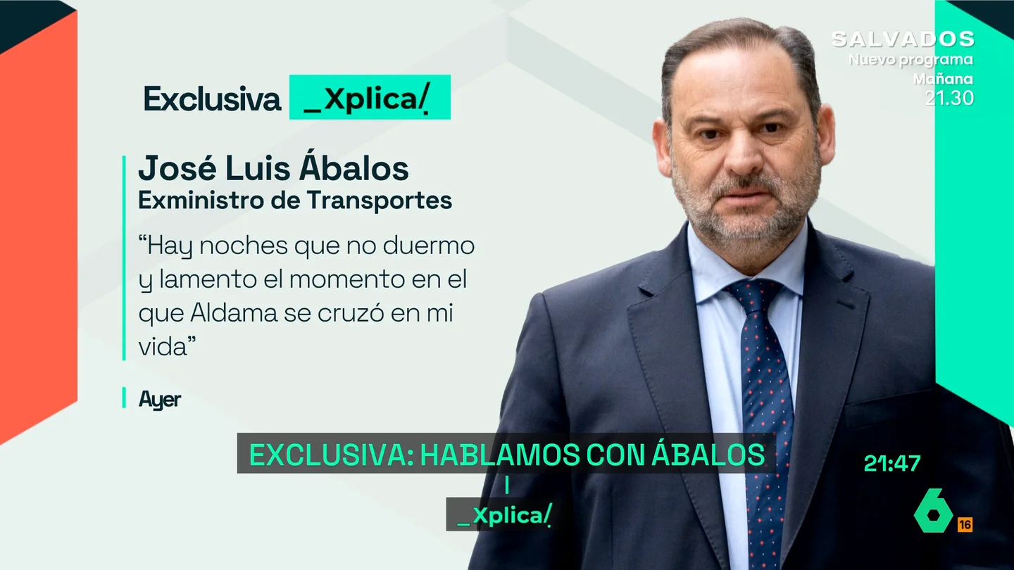 Xplica Ábalos, en exclusiva en laSexta Xplica: "Lamento el momento en que Aldama se cruzó en mi vida" Xplica Ábalos, en exclusiva en laSexta Xplica: "Lamento el momento en que Aldama se cruzó en mi vida"