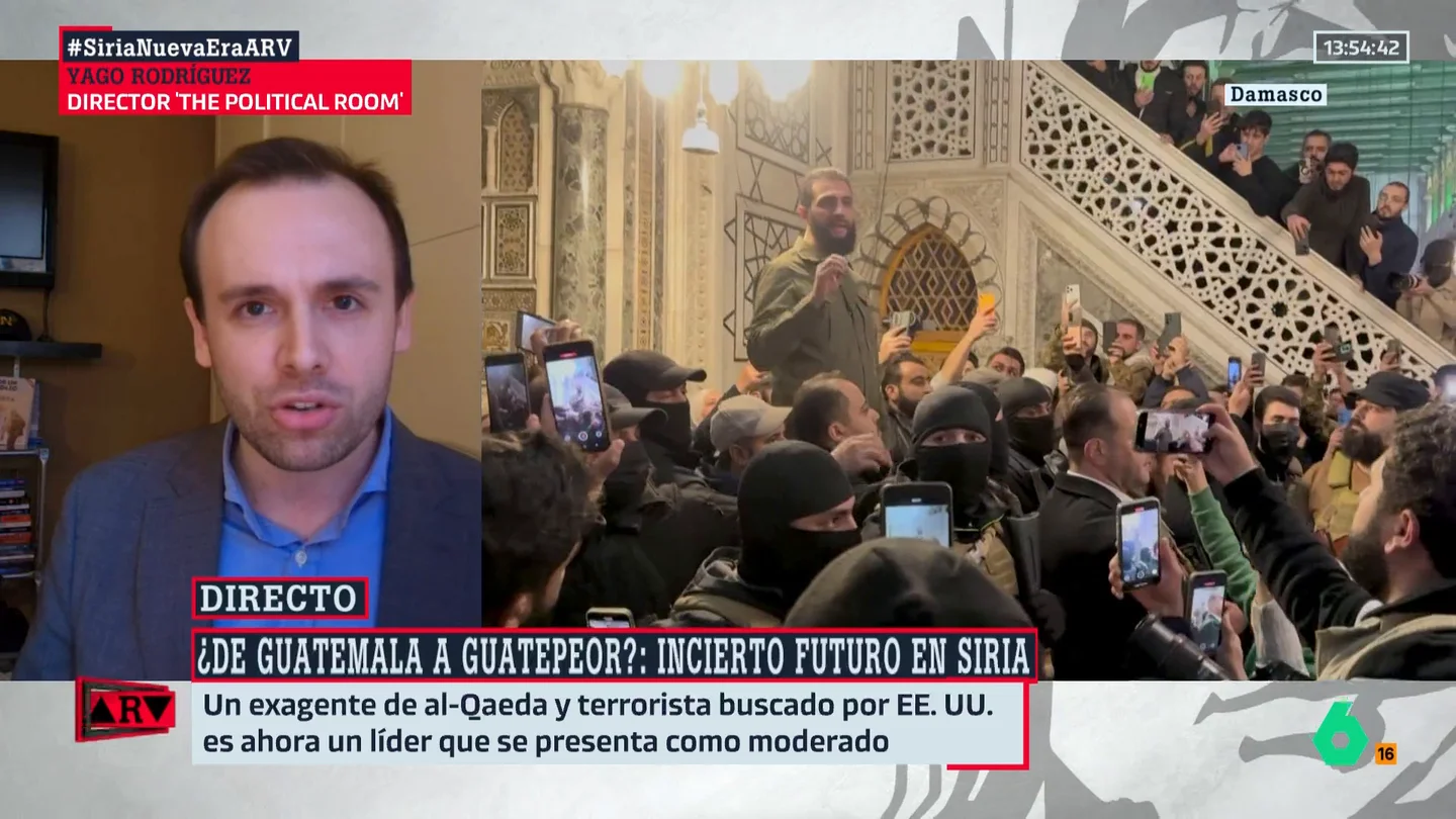 Yago Rodríguez y Álvarez-Ossorio analiza el perfil de Al-Jolani: "Creo que es un islamista radical en su fuero interno" Yago Rodríguez y Álvarez-Ossorio analiza el perfil de Al-Jolani: "Creo que es un islamista radical en su fuero interno"