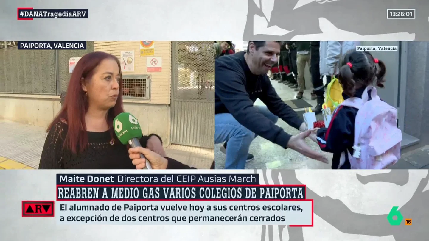 Maite Donet, directora de uno de los colegios que ya han podido abrir en Paiporta: "Seguimos trabajando" Maite Donet, directora de uno de los colegios que ya han podido abrir en Paiporta: "Seguimos trabajando"
