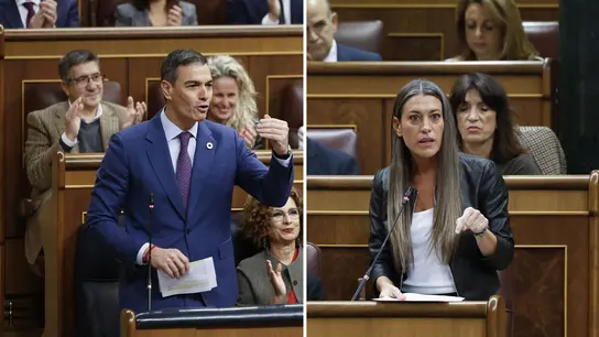 Pedro Sánchez y Míriam Nogueras, en la sesión de control de este miércoles en el Congreso. Pedro Sánchez y Míriam Nogueras, en la sesión de control de este miércoles en el Congreso.