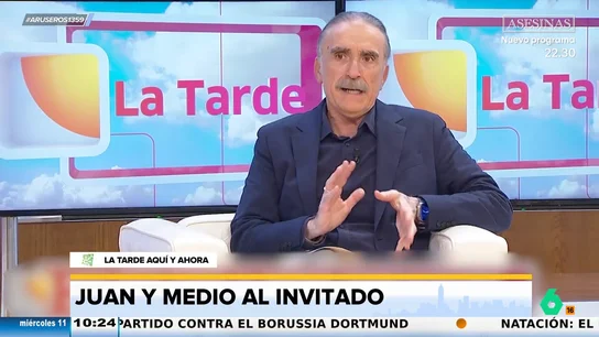 El 'zasca' de Juan y Medio a su invitado de 88 años: "A marzo sí que llegas, pero abril...¡No pinta bien!" El 'zasca' de Juan y Medio a su invitado de 88 años: "A marzo sí que llegas, pero abril...¡No pinta bien!"