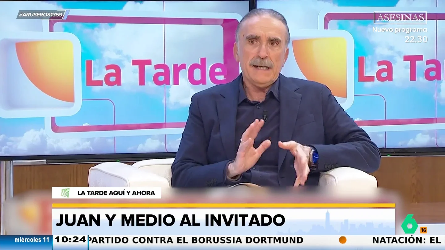 El 'zasca' de Juan y Medio a su invitado de 88 años: "A marzo sí que llegas, pero abril...¡No pinta bien!" El 'zasca' de Juan y Medio a su invitado de 88 años: "A marzo sí que llegas, pero abril...¡No pinta bien!"