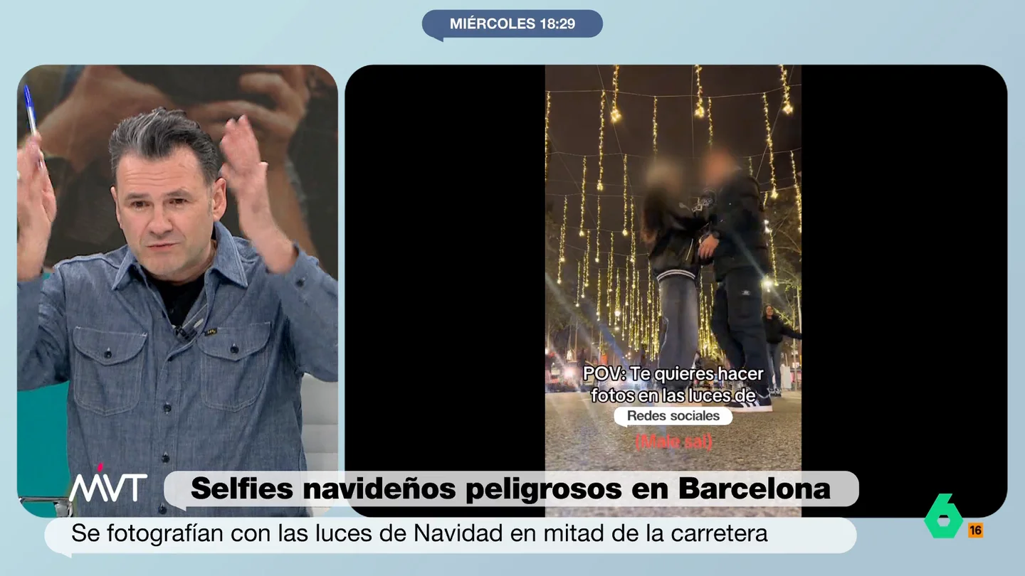 Iñaki López opina sobre los peligrosos selfies en el paseo de Gracia "Podemos hacer risas porque no ha habido de momento ningún atropello, pero estamos tentando a la suerte", comenta Iñaki López en este vídeo después de ver a decenas de personas invadir el paseo de Gracia para hacerse un selfie navideño.