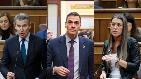 Imágenes de Alberto Núñez Feijóo, Pedro Sánchez y Míriam Nogueras Imágenes de Alberto Núñez Feijóo, Pedro Sánchez y Míriam Nogueras