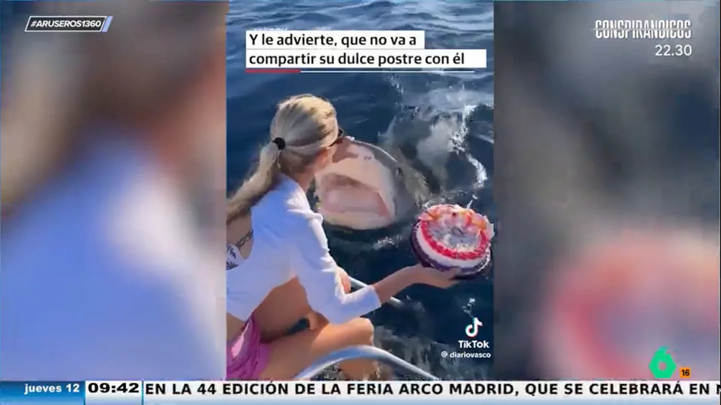 La increíble templanza de una mujer para alejar a un tiburón que se acerca al barco mientras celebra su cumpleaños La increíble templanza de una mujer para alejar a un tiburón que se acerca al barco mientras celebra su cumpleaños