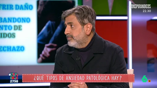 Arun Mansukhani explica qué tipos de ansiedad patológica hay: "Tiene que ver con el miedo" El psicólogo expone que los miedos suelen dividirse en tres grandes bloques que tienen que ver con el miedo a sufrir daño, el miedo al abandono o el sufrimiento de nuestros seres queridos y el miedo al rechazo.
