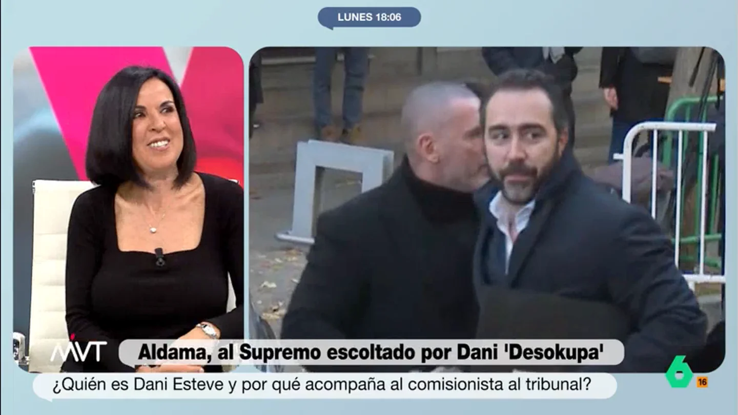 Beatriz de Vicente, tras ver a Dani Esteve 'escoltando' a Aldama: "Se ha buscado la vida bien, es segurata de malotes" Una de las imágenes más llamativas de la declaración de Víctor de Aldama en el Tribunal Supremo se ha dado a su llegada. El empresario ha aparecido acompañado por el líder de Desokupa.