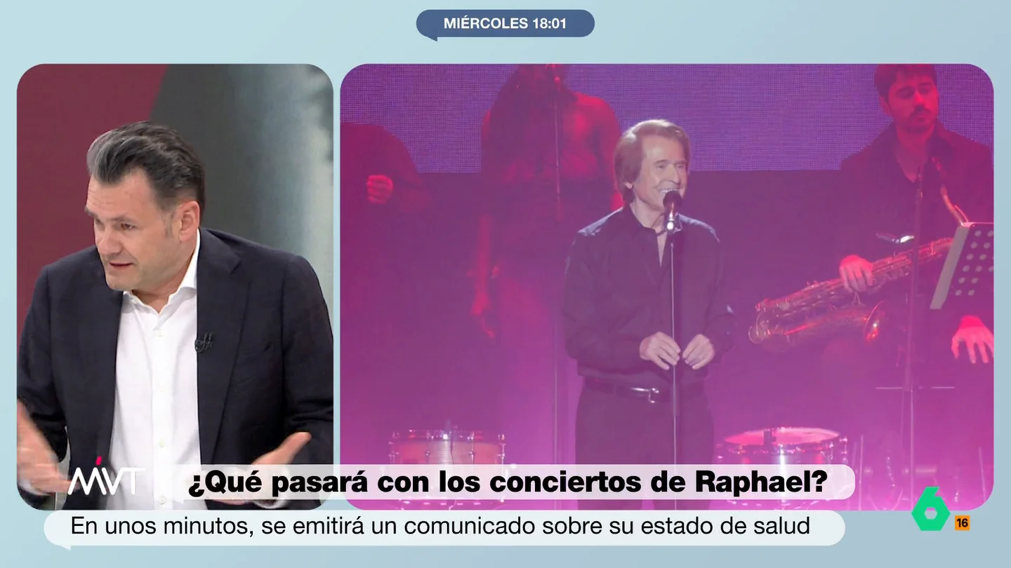 Iñaki López: "Raphael tiene vida de rockero; ha tenido su hepatitis, su cirrosis severa" El presentador de Más Vale Tarde afirma que, cuando se asiste a conciertos de artistas con esa edad, "sabes que esto puede ocurrir, que pueda tener alguna gotera y pueda suspender un concierto".