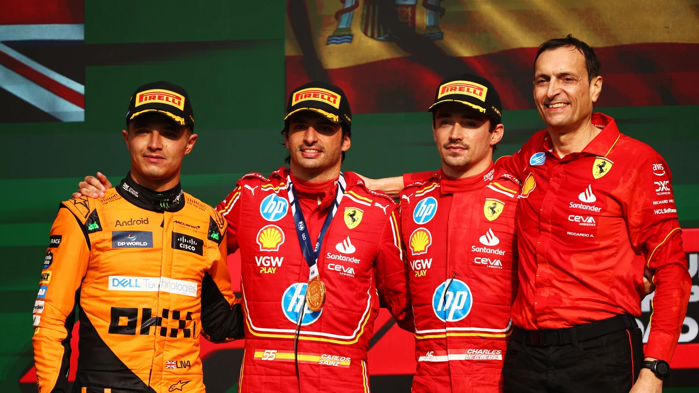 Lando Norris, Carlos Sainz y Charles Leclerc Lando Norris, Carlos Sainz y Charles Leclerc