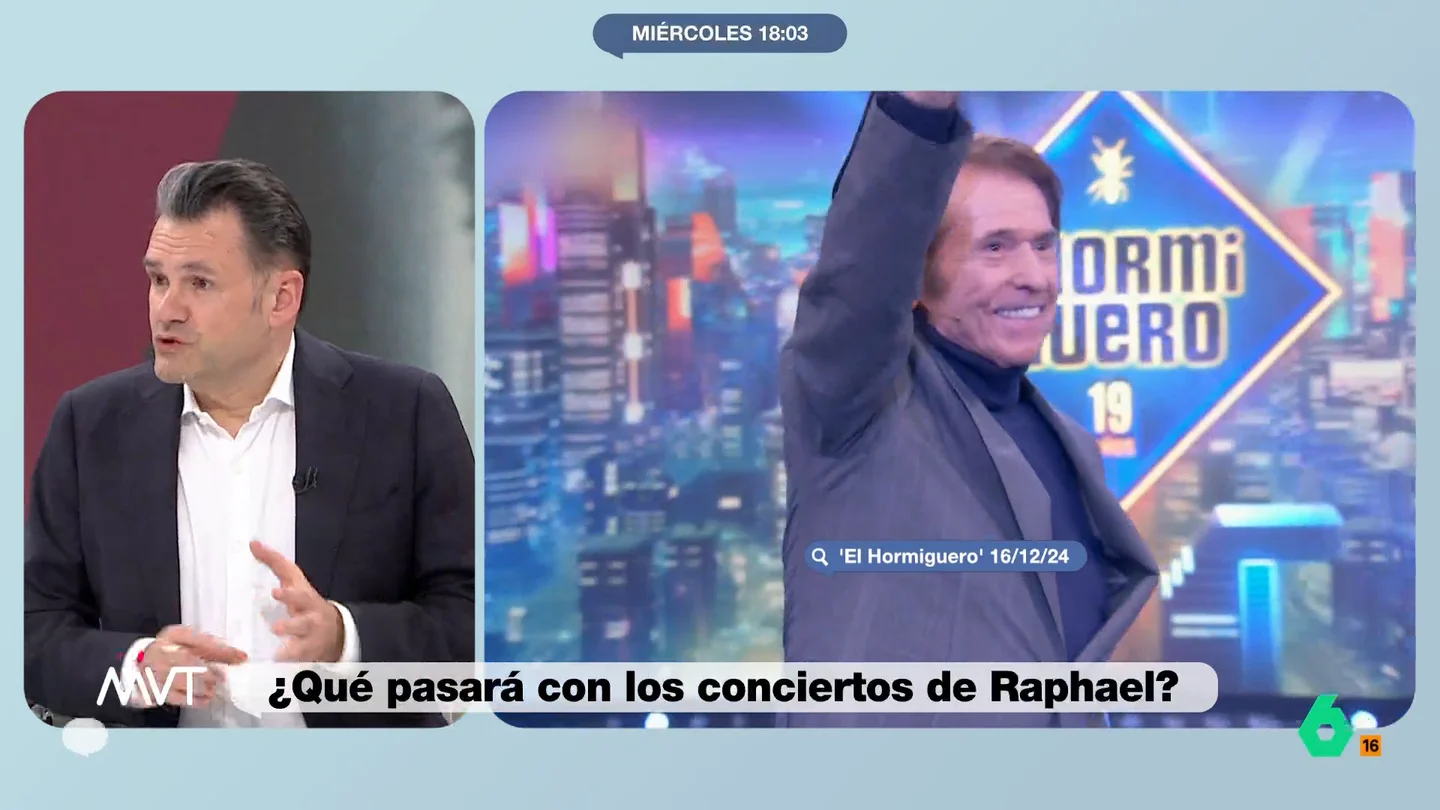 Iñaki López: "Raphael no oculta las enfermedades que puede sufrir cualquiera como si fueran vergonzantes, las normaliza" El artista se sinceró en 'El Hormiguero' y habló sobre el trasplante que le fue practicado hace 22 años debido a, como le contó a Pablo Motos, "las faltas que cometió".