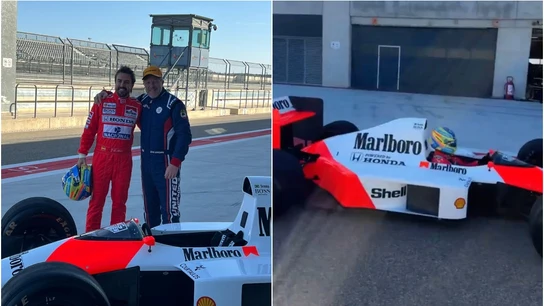 Fernando Alonso 'encarna' a Ayrton Senna rodando con su McLaren en Aragón Fernando Alonso 'encarna' a Ayrton Senna rodando con su McLaren en Aragón