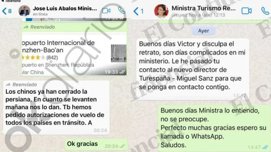 Capturas de pantalla de las conversaciones de Aldama con Ábalos y Reyes Maroto Capturas de pantalla de las conversaciones de Aldama con Ábalos y Reyes Maroto