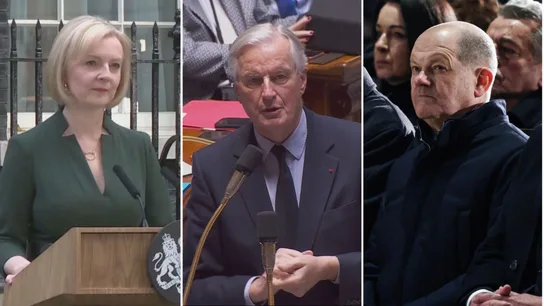 Liz Truss, Michel Barnier y Olaf Scholz Liz Truss, Michel Barnier y Olaf Scholz