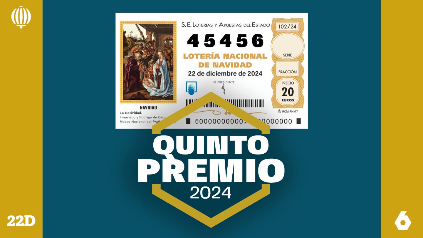 El 45456, quinto premio de la Lotería de Navidad de 2024.