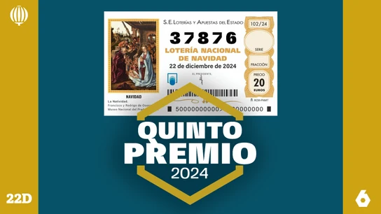 Primer quinto de la Lotería de Navidad 2024, el 37876. Primer quinto de la Lotería de Navidad 2024, el 37876.