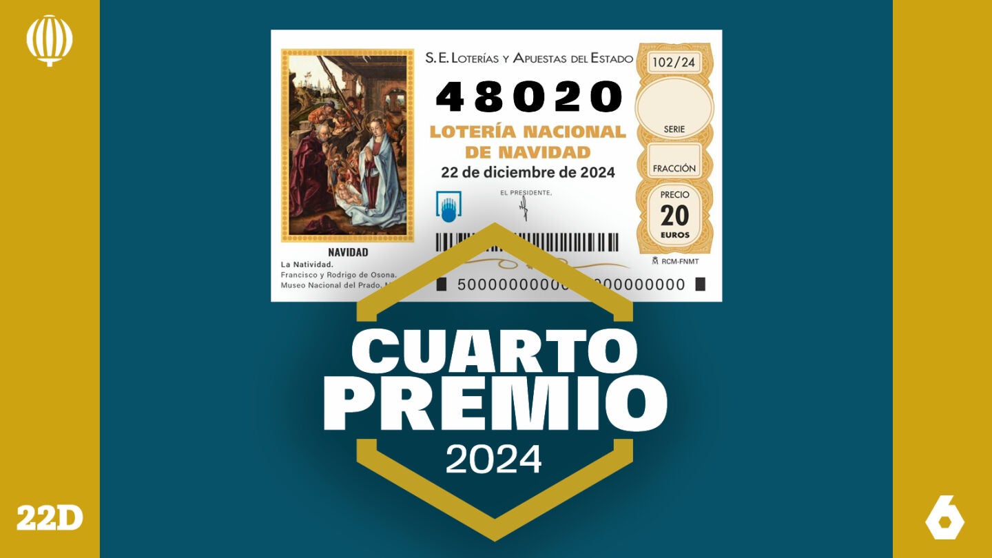 El 48020, segundo cuarto premio de la Lotería de Navidad 2024.